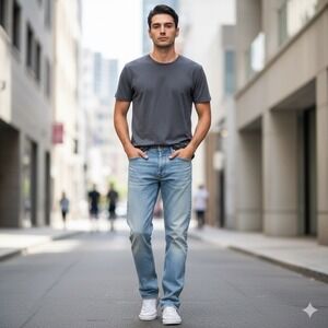 Wrangler Blue Jeans Mens 32x34 Denim Relaxed Fit Denim Straight Leg Y2K Distress